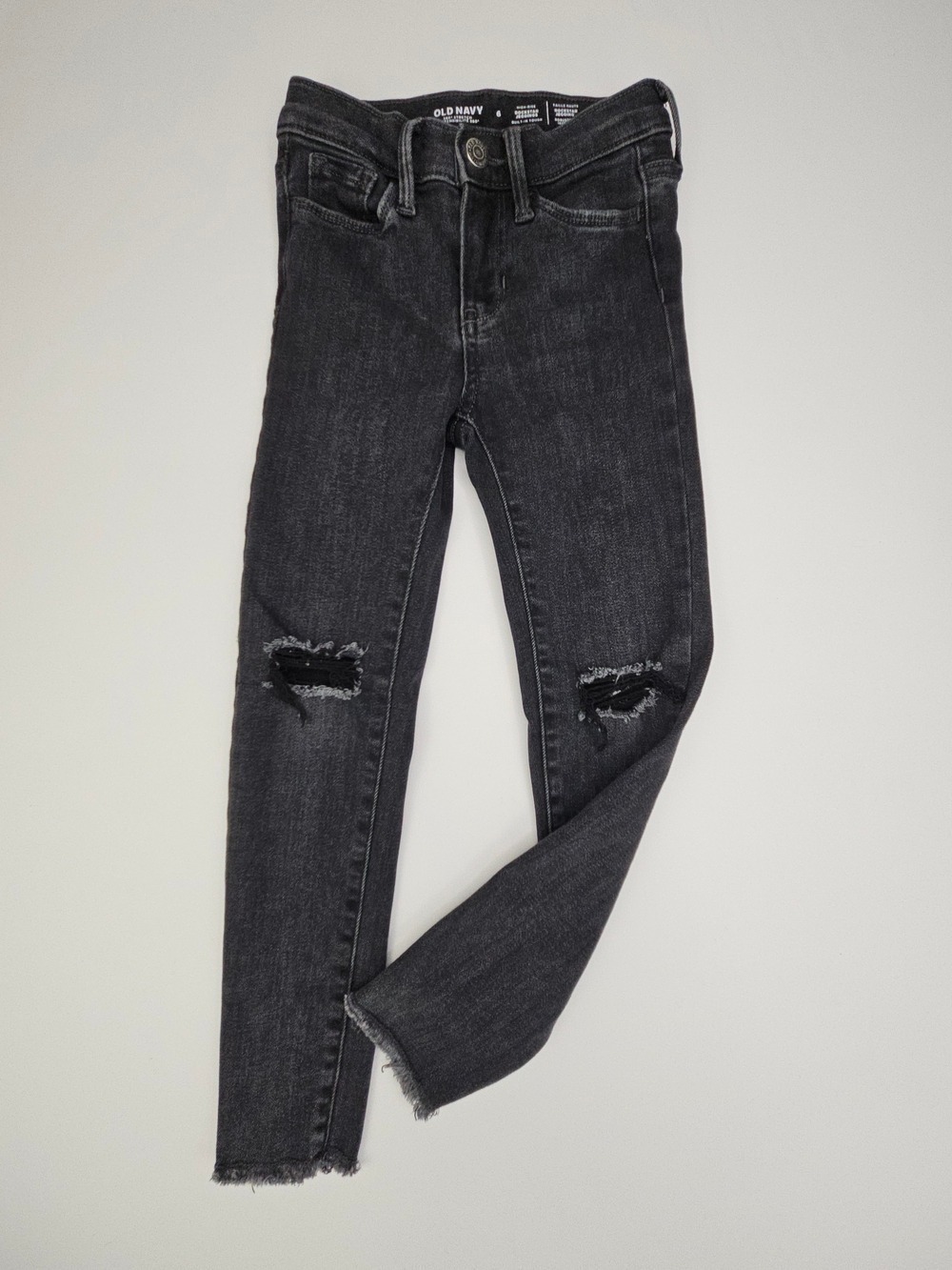 5/$25 Old Navy Rockstar Super Skinny Jeans Girls Size 6 Black Distressed